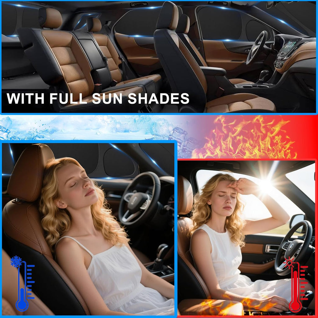 KMF 8pcs Full Sun Shades Custom for Toyota Sienna 2013-2018 Accessories, Sienna Sunshade Car Window Covers for Windshield Side Rear, Sun Visor UV Block and Blackout Privacy for Camping Outdoor