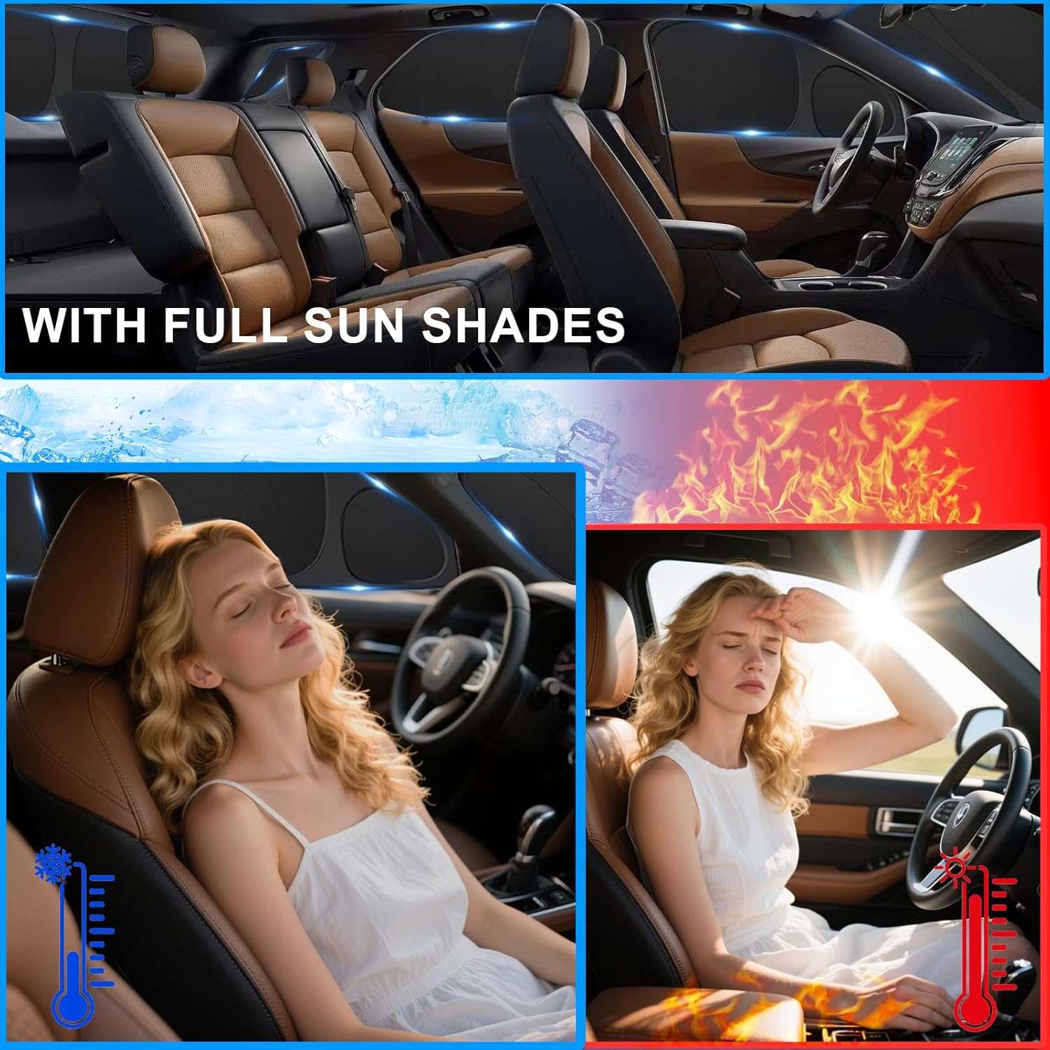KMF 8pcs Full Sun Shades Custom for Toyota Sienna 2013-2018 Accessories, Sienna Sunshade Car Window Covers for Windshield Side Rear, Sun Visor UV Block and Blackout Privacy for Camping Outdoor