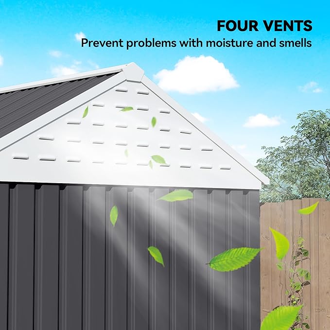 Outsunny 8' x 6' Outdoor Storage Shed, Metal Garden Shed - Image 5