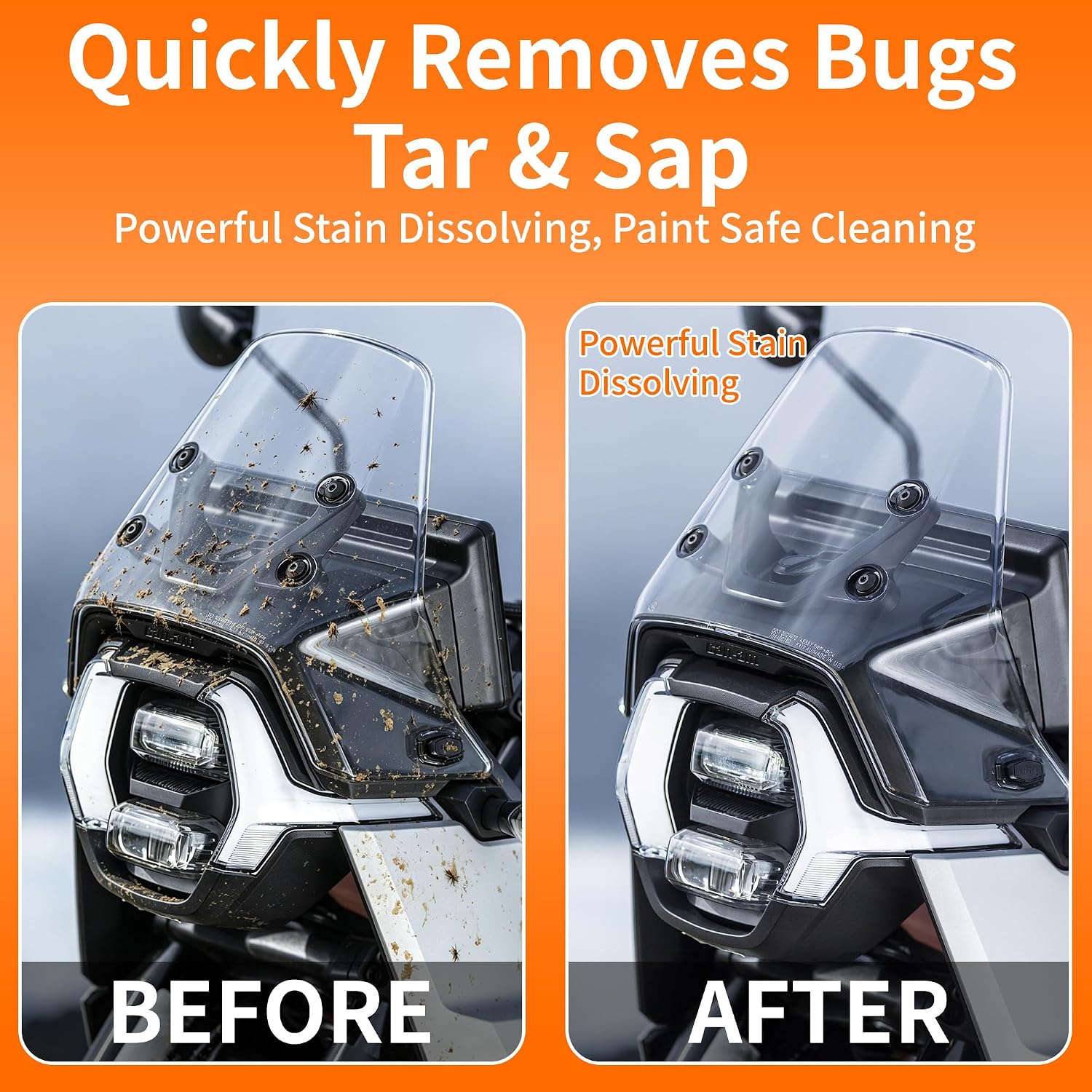 Bug, Sap & Tar Remover for Cars - Powerful Stain Dissolving Spray, UV Protection, Car Bug Remover,Tree Sap Remover,Bug Cleaner for Exterior Paint Glass Chrome,with Microfiber Towel 2 Pack-16.9 Fl Oz