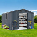 LANTRO JS 10x8FT Metal Outdoor Storage Shed, Garden Tool Shed Without Floor by LANTROJS