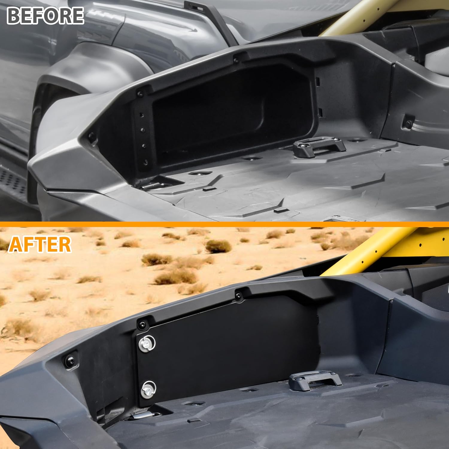 Aluminum Bed Side Doors Panels for Can-Am Maverick R MAX X RS 2024-2025 Accessories, Rear Bed Storage Guards Box Side Door Cover Panels Replace #715009154