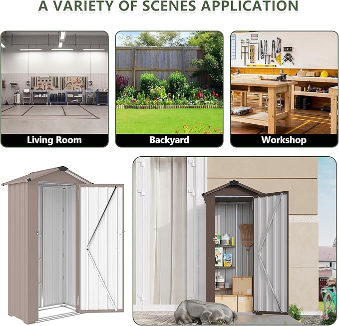 2.5x1.4 FT Outdoor Storage Shed, Small Metal Garden Shed - Image 6