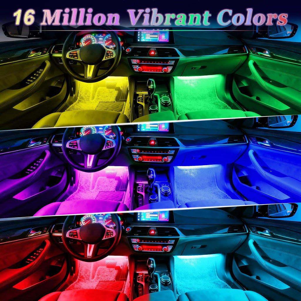 iFunyLED Smart Car Interior LED Lights with App Control, RGB Lights with DIY Mode and Music Mode, 2 Lines Design and Wireless Remote Control, Car Accessories for Women