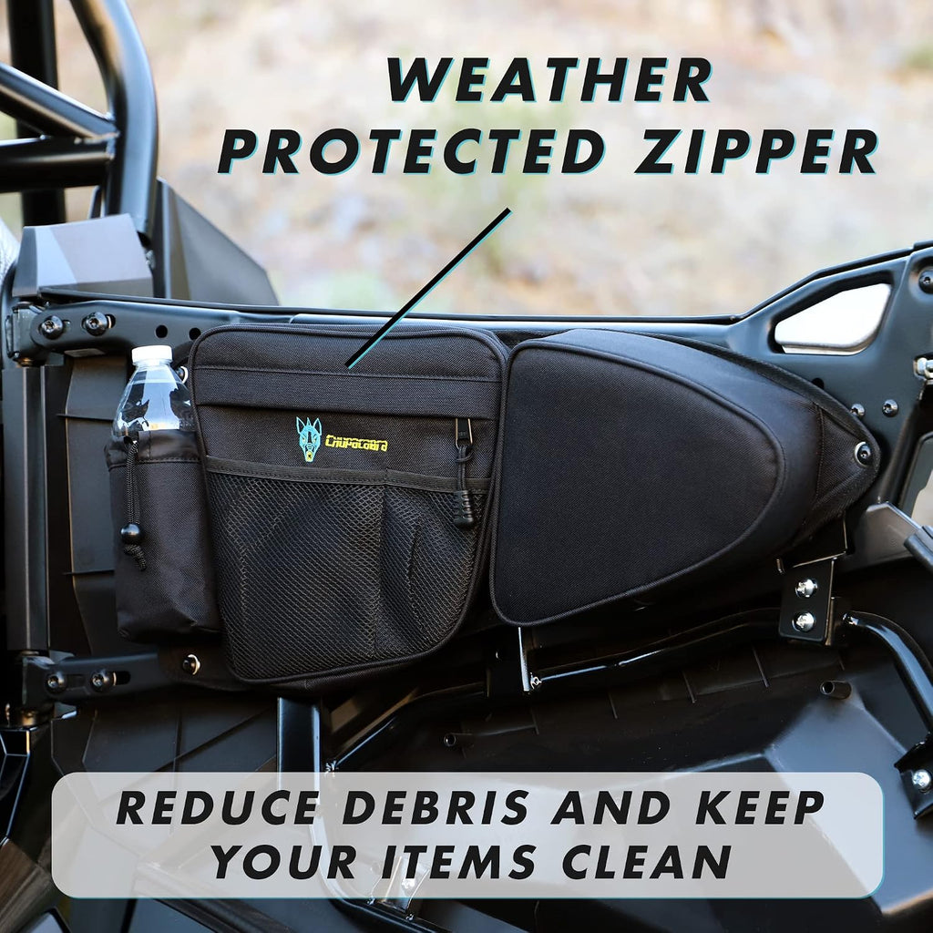 RZR Side Door Bags, Chupacabra Offroad Front Door Side Storage Bag Set w/Knee Pad for 2014 2015 2016 2017 2018 2019 2020 Polaris RZR XP Turbo Turbo S 1000 S900 (Install Video Included)