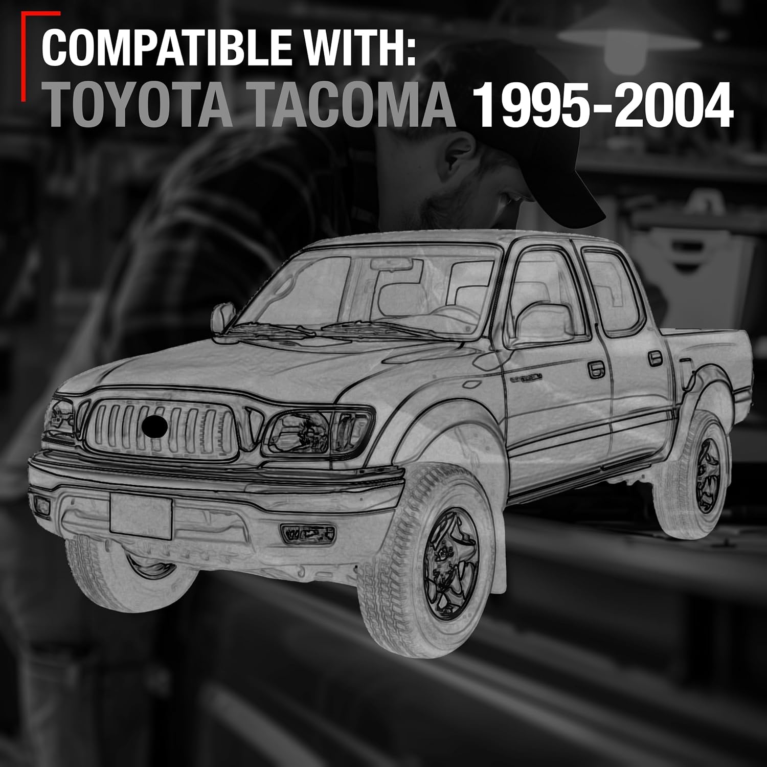 T1A Exterior Front Driver Door Handle Replacement - Compatible with 1995-2004 Toyota Tacoma - Smooth Black, Plastic - OEM 69220-35020, 91319, 79344, TO1310117