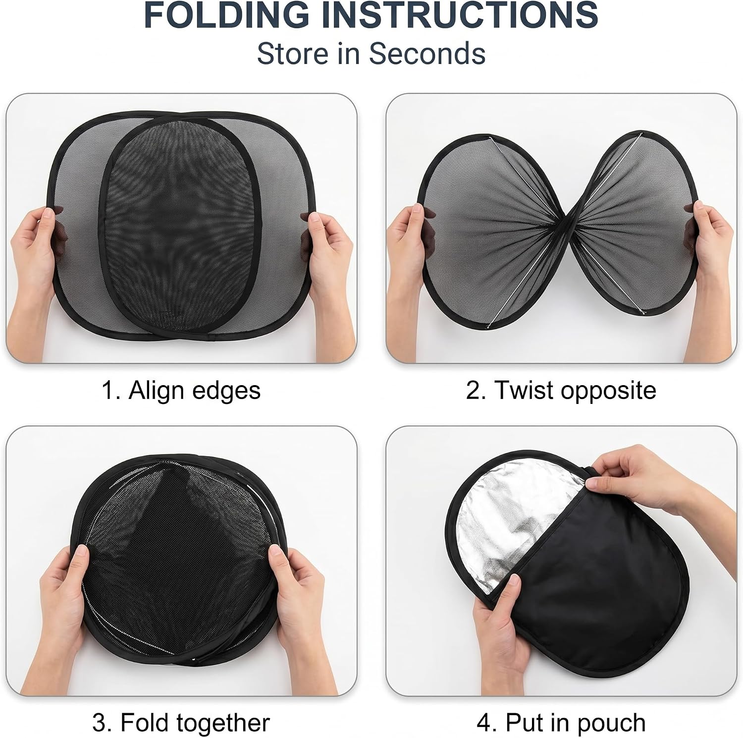 4 PCS Car Window Shades for Baby, Double Layer Side Window Mesh Sunshade with Electrostatic Adsorption, Sun Protection and Glare Shield for Infant, Universal for Most Cars, SUVs (Black)