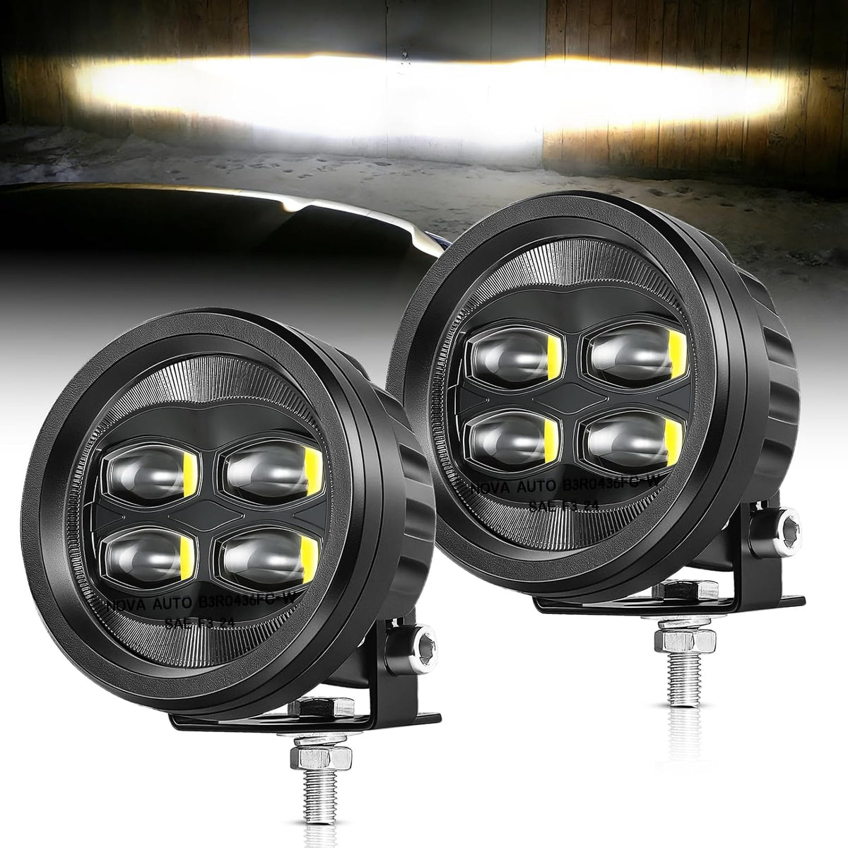 sae led fog lights, offroadtown 2pcs 3.5" round, main product view