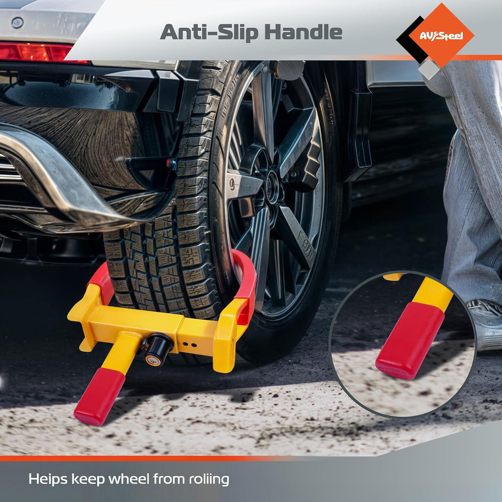 AV Steel 2pcs Universal Wheel Lock for Car, Clamp Heavy Duty Trailer Wheel Lock, Adjustable Car Theft Prevention Device Tire Lock with 6 Keys for Car, ATV, SUV, RV, Motorcycle, Golf Cart, and Boat