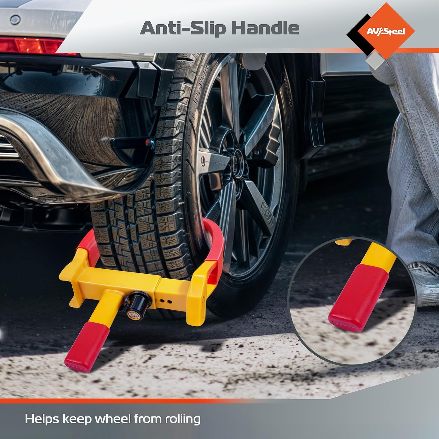 AV Steel 2pcs Universal Wheel Lock for Car, Clamp Heavy Duty Trailer Wheel Lock, Adjustable Car Theft Prevention Device Tire Lock with 6 Keys for Car, ATV, SUV, RV, Motorcycle, Golf Cart, and Boat