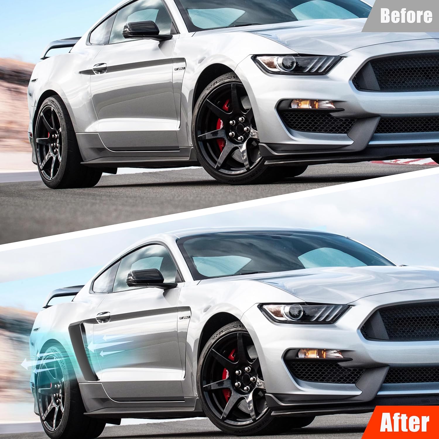 Black Rear Quarter Panel Side Scoop Compatible with Ford Mustang 2015-2023, Rear Side Fender Door Scoops Compatible with Ford Mustang 2015-2023 (2PCS)