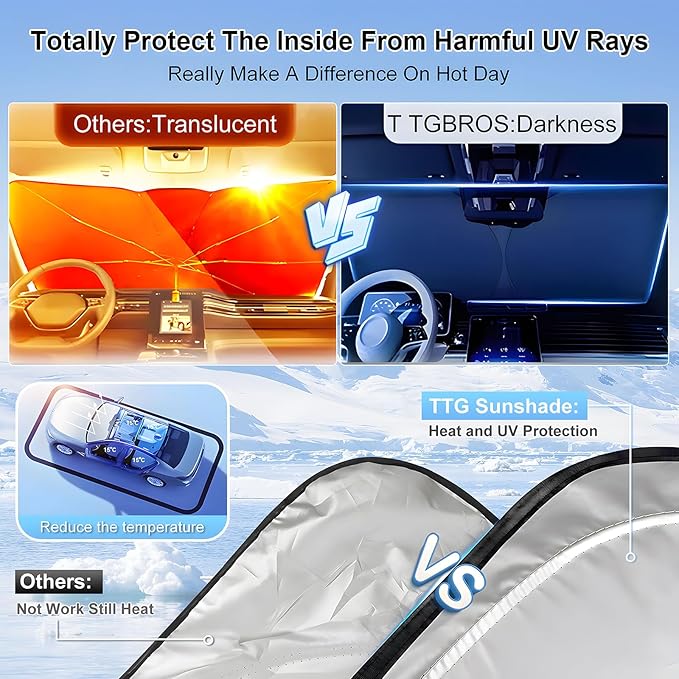 T TGBROS Windshield Sun Shade Custom Fit - Image 4