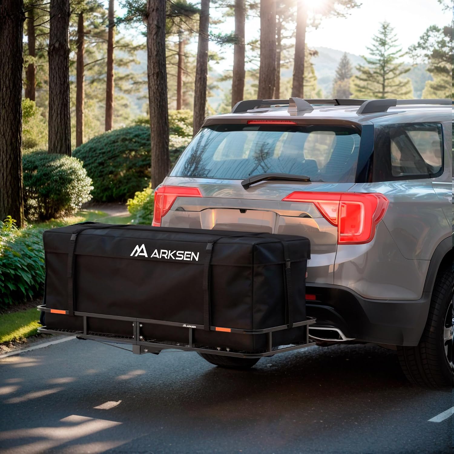 ARKSEN 60 x 23 x 5.5 Inch Hitch Cargo Carrier, 500 Lbs Capacity 2'' Receiver Tow Hitch Luggage Storage Basket for SUV, Pickup Truck & Car Camping Traveling