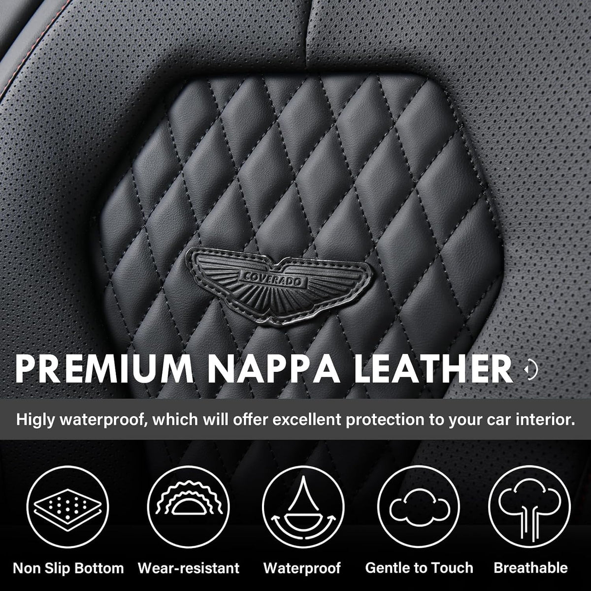 coverado seat covers, car seat covers front seats showing dimensions