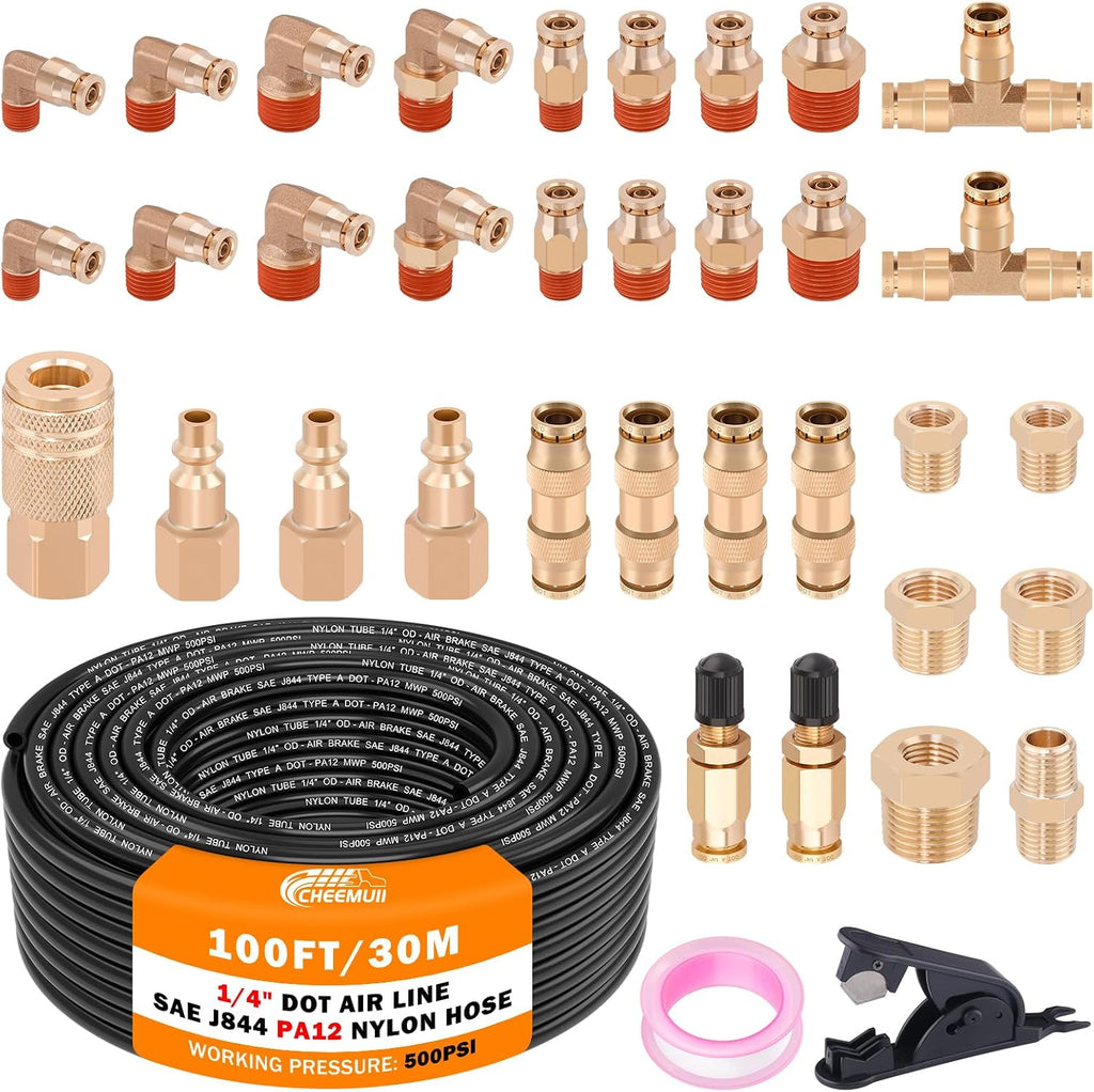 cheemuii 37pcs 1/4 brass dot air line fittings, main product view