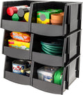 IRIS USA Stackable Storage Bins Open Front, 6 Pack, Plastic Hanging Organizer