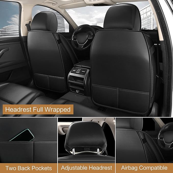 Pariitadin Leather Car Seat Covers Full Set, Waterproof Faux Leather Seat Covers - Image 2