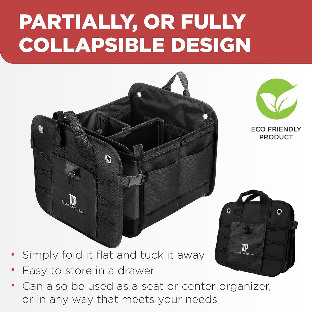 car trunk organizer for suv & truck cargo showing dimensions