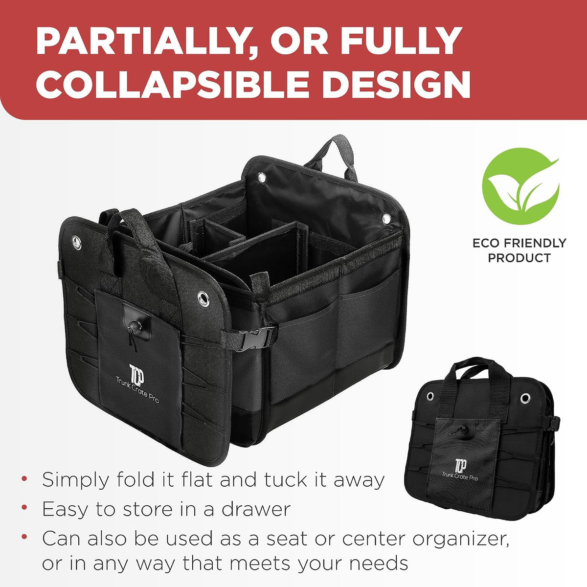 car trunk organizer for suv & truck cargo showing dimensions