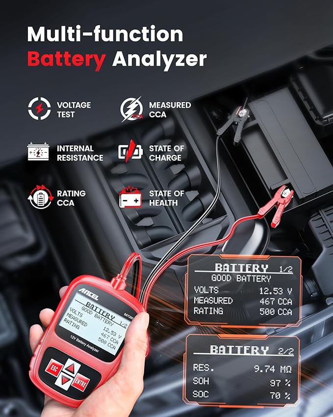 ANCEL BST200 Car Battery Tester 12V Automotive, 100-1100 CCA Battery Load