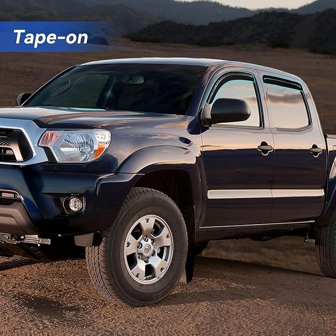 Window Visors Rain Guards for 2005-2015 Toyota Tacoma Double Cab, Out-Channel - Image 4