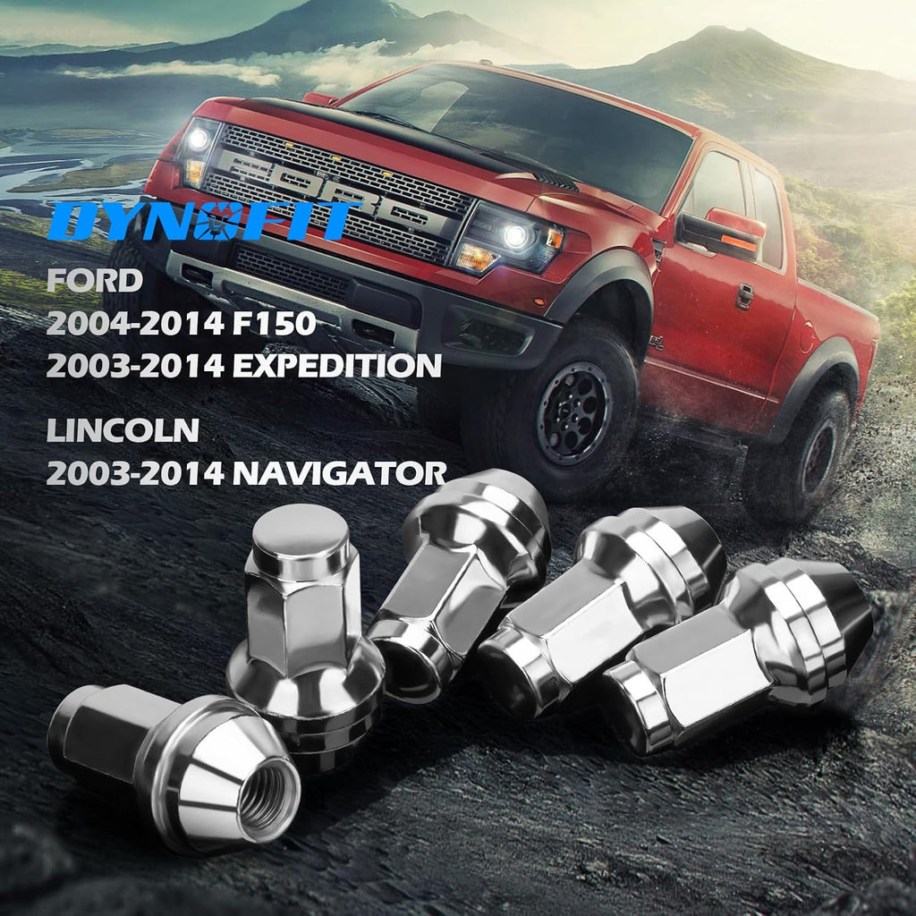 Dynofit 14x2 OEM Lug Nuts for F150 2004-2014, One-piece Factory Steel Tuner Nuts Compatible with Ford Expedition Navigator 03-14, Stock Wheel Nut Replace OE#BD142978 4L3Z1012A (Work on 14mm-2.0 Stud)