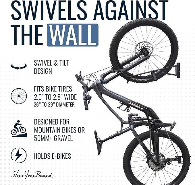StoreYourBoard SwivelStow Mountain Bike Storage Rack 2 Pack – Heavy Duty Bike - Image 4