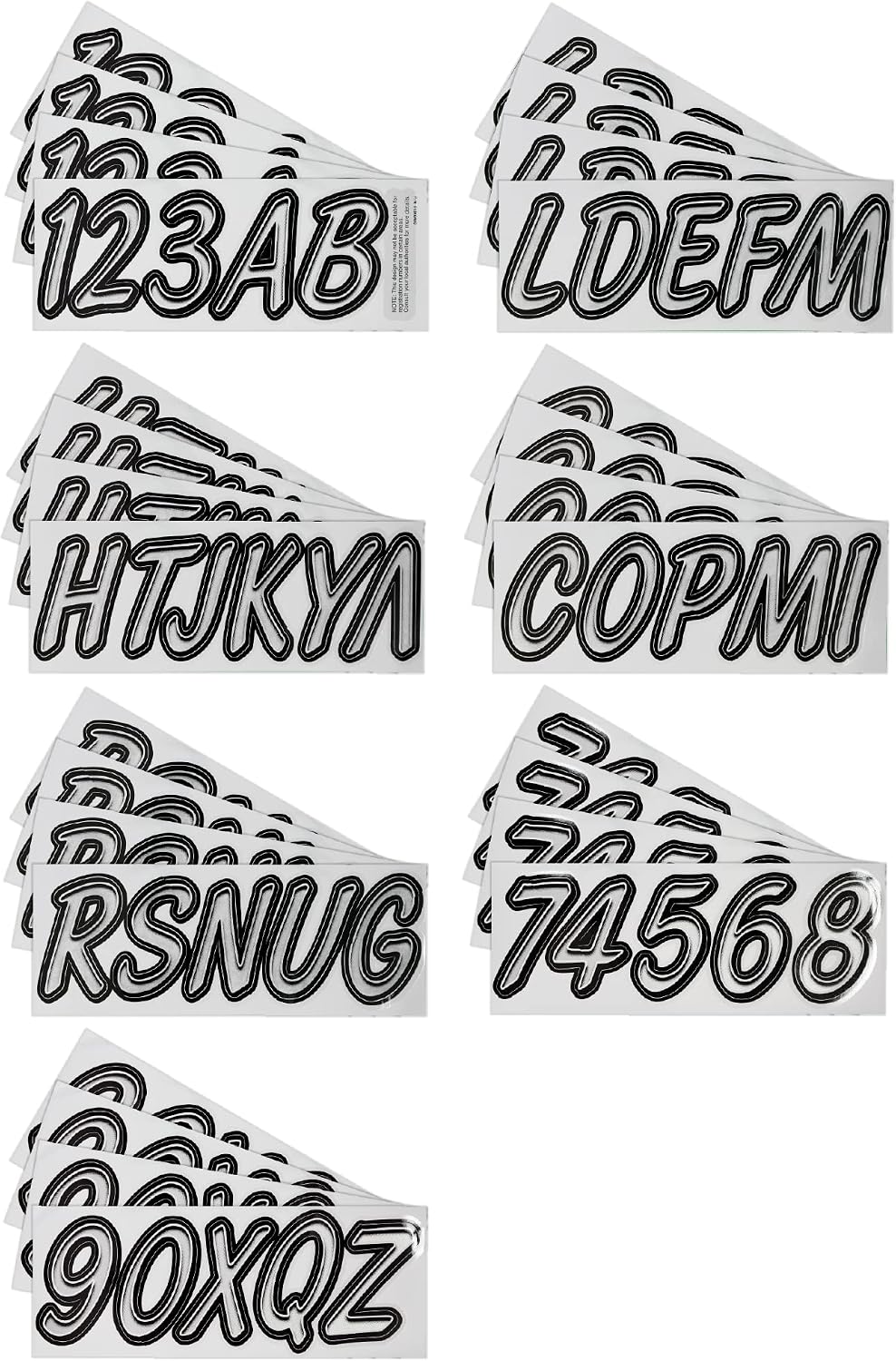 Hardline Products USA Series 400 Boat Registration Kit - 3 Inch Silver/Black Lettering & Numbers - UV Resistant Marine Vinyl Decals for Boats, Jet Skis & PWCs - US Coast Guard Compliant - Complete Set