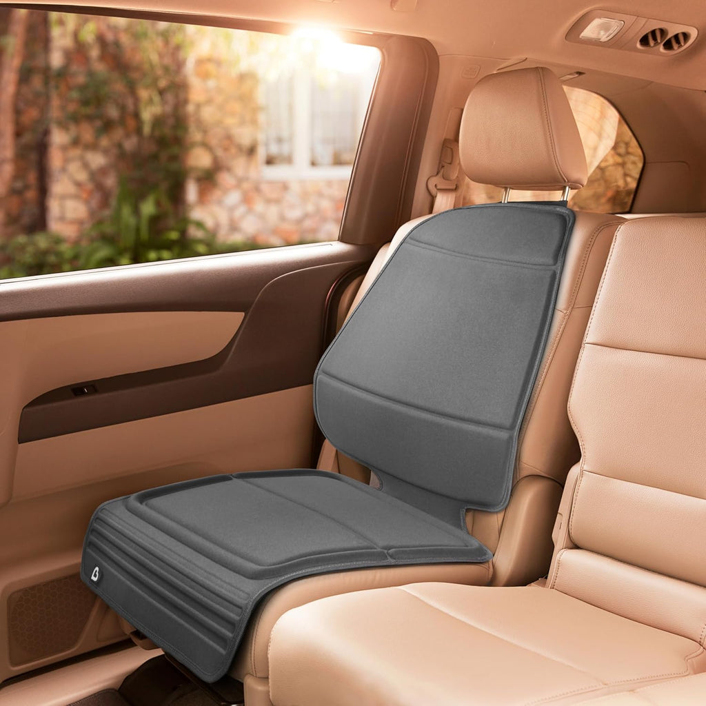 munchkin elite seat guardian car seat protector, dark, side view