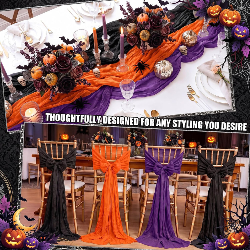 Remagr 12 Pcs Cheesecloth Gauze Table Runners, Halloween