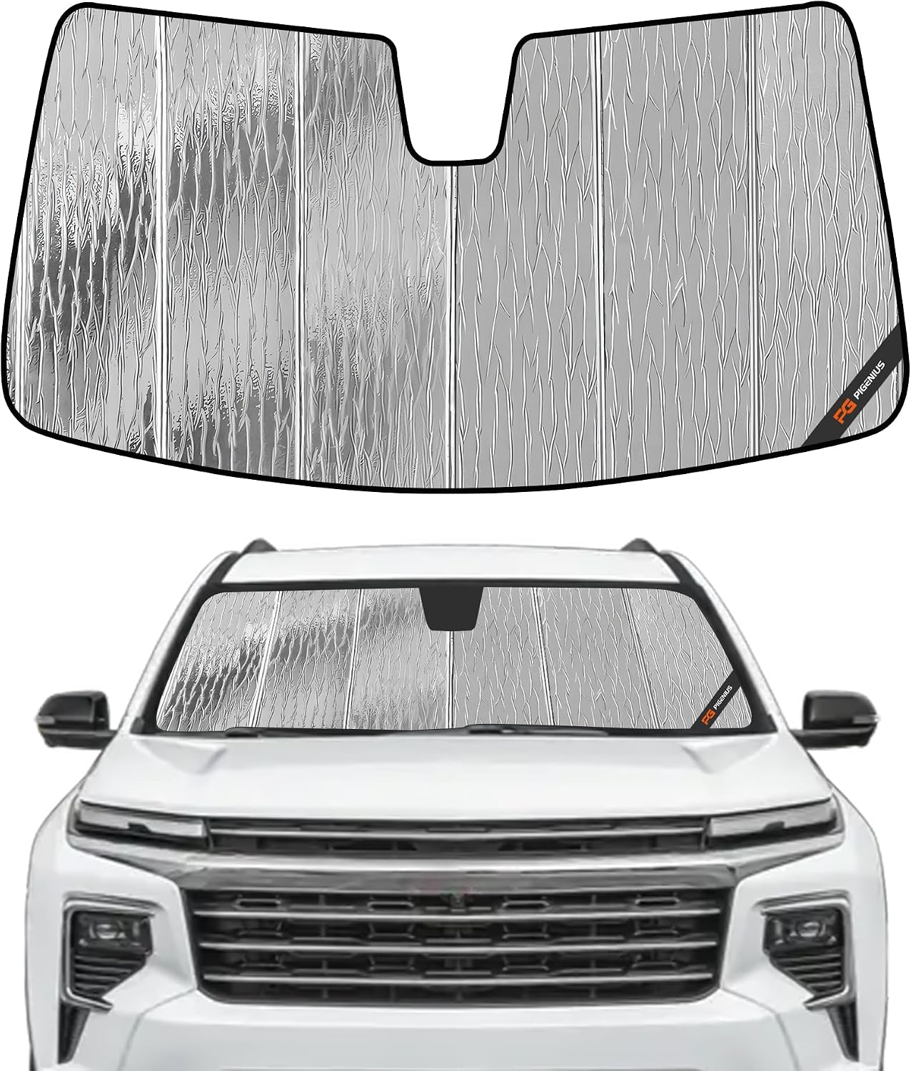 Pigenius Windshield Sunshade for Chevrolet Traverse 2024-2026, Reversible Silver/Black