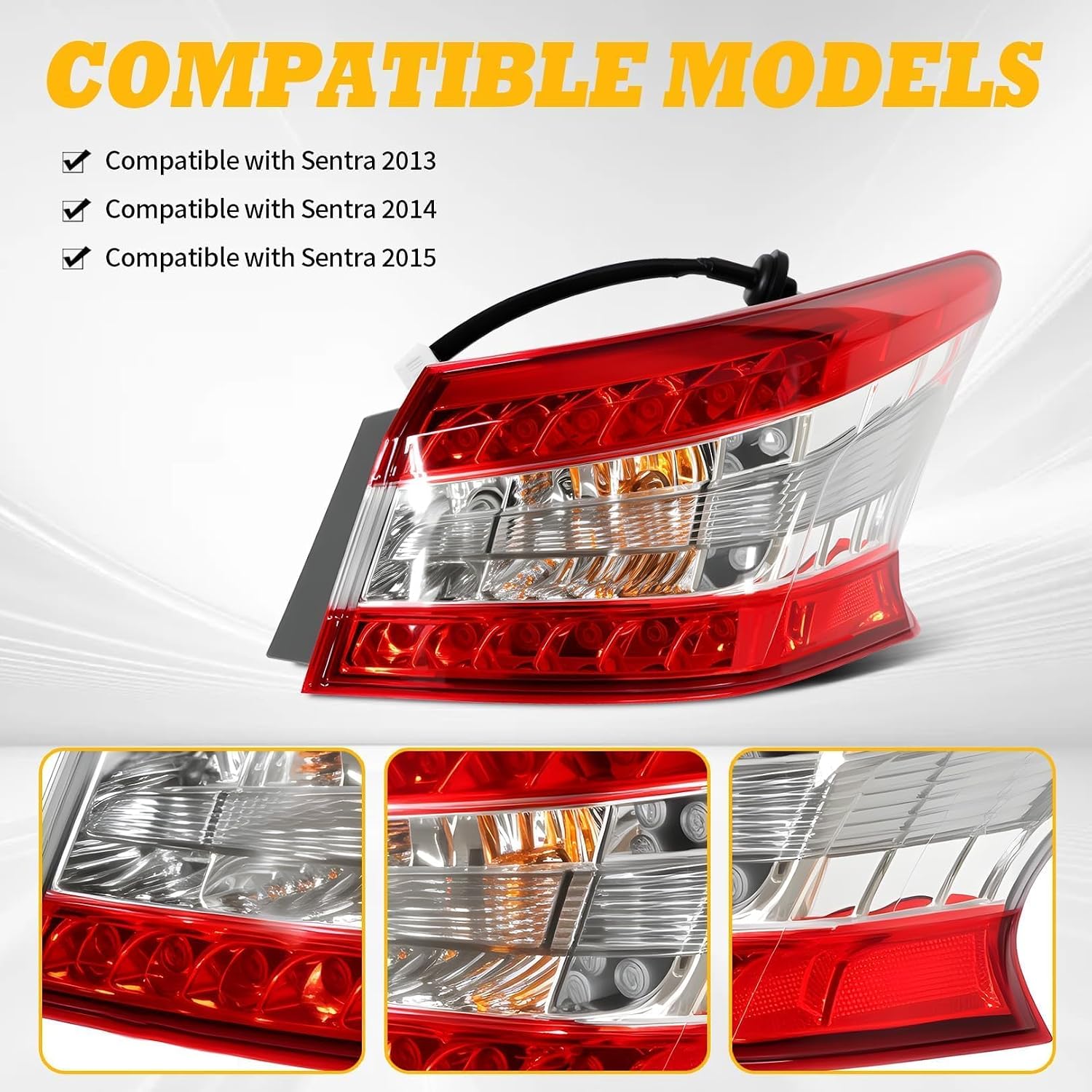 Right Outer Tail Light Assembly Compatible with Sentra 2013-2015 | W/Bulbs Passenger Side Rear Tail Lamp Taillight NI2805100 265503SG0A 26550-3SG0A