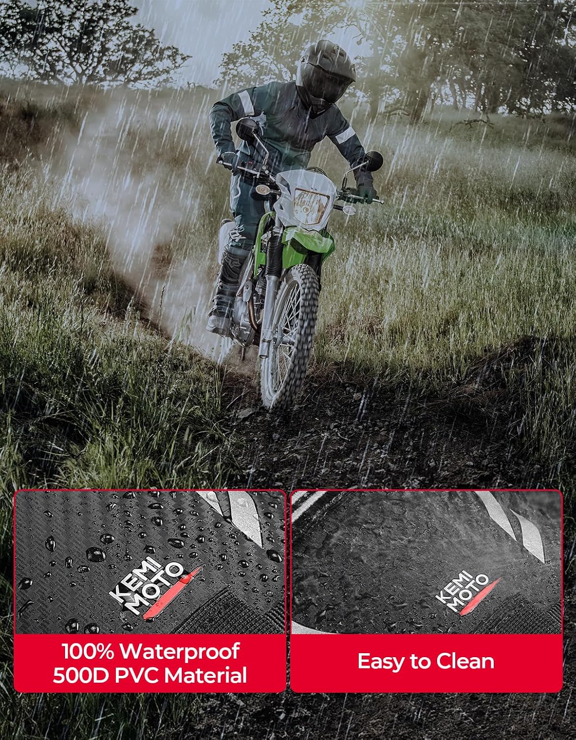 KEMIMOTO Dirt Bike Fender Tool Bag 3.5L PVC Waterproof Motorcycle Adventure Crash Bar Frame Bags Compatible with Surron Light Bee Talaria Motocross Enduro Electric Dirt Bike
