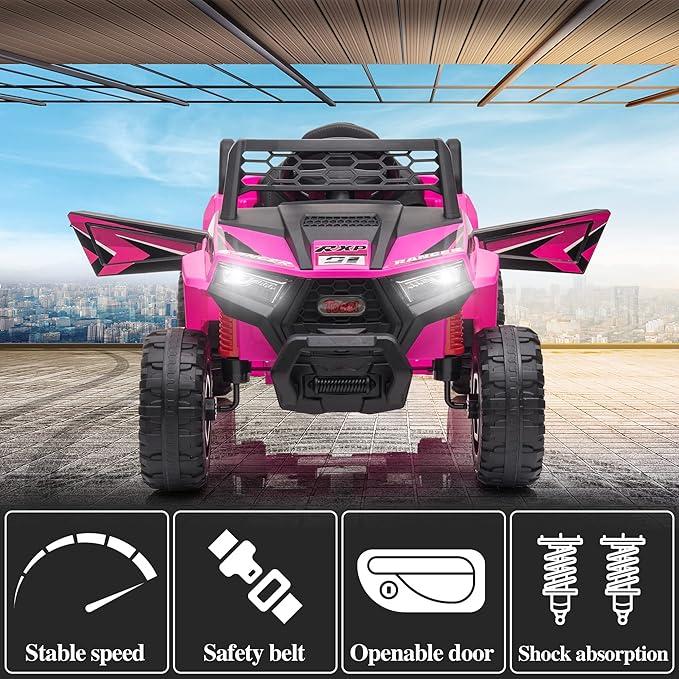 TOBBI 12V Kids Ride on Car, Electric Off-Road UTV Truck - Image 4