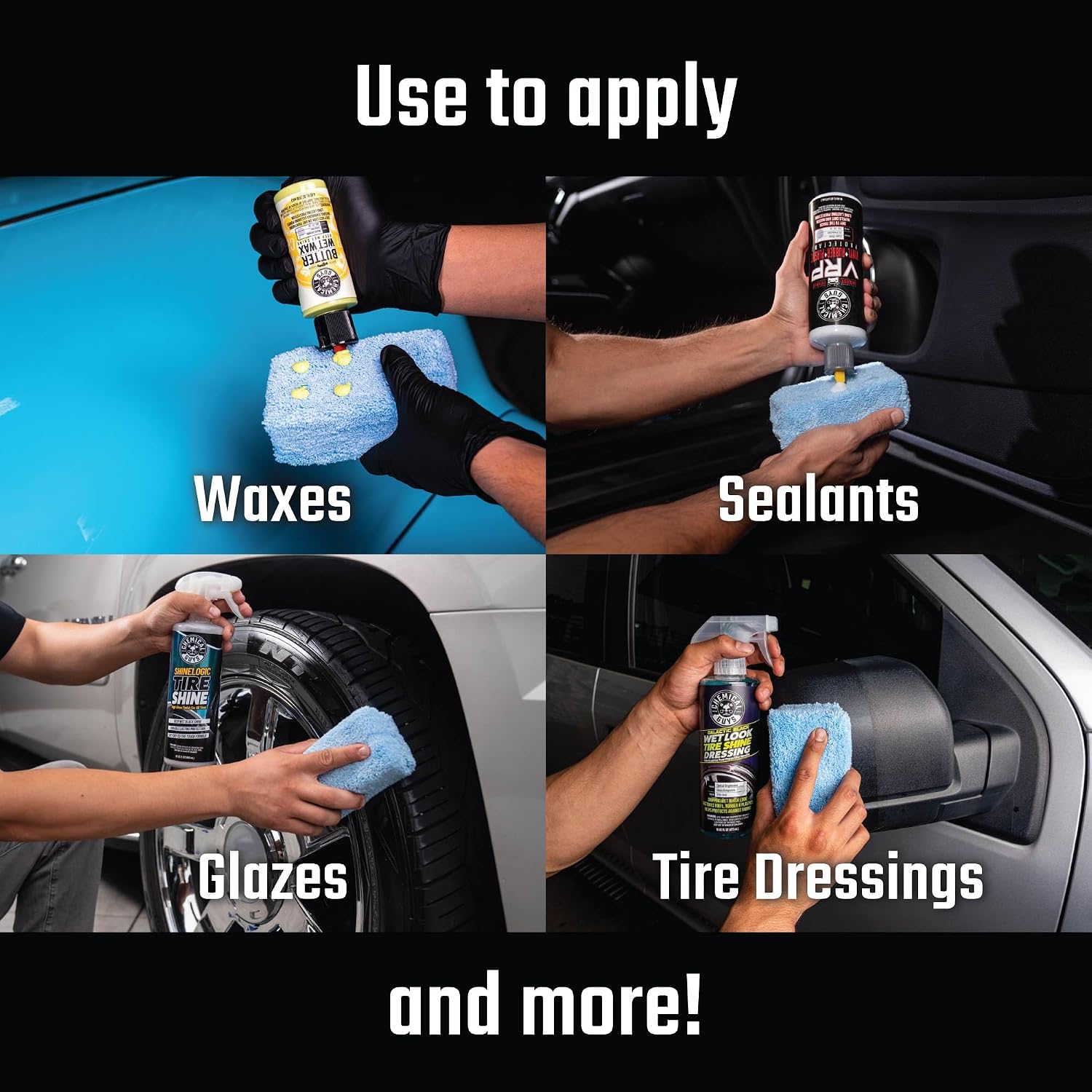 Chemical Guys Premium Grade Microfiber Applicator Pads - Ultra-Soft Foam Core, Safe for Sealants, Tire Dressings, Interior and Exterior Detailing, Car, Truck, SUV, RV, Motorcyle Care, 8 Pack