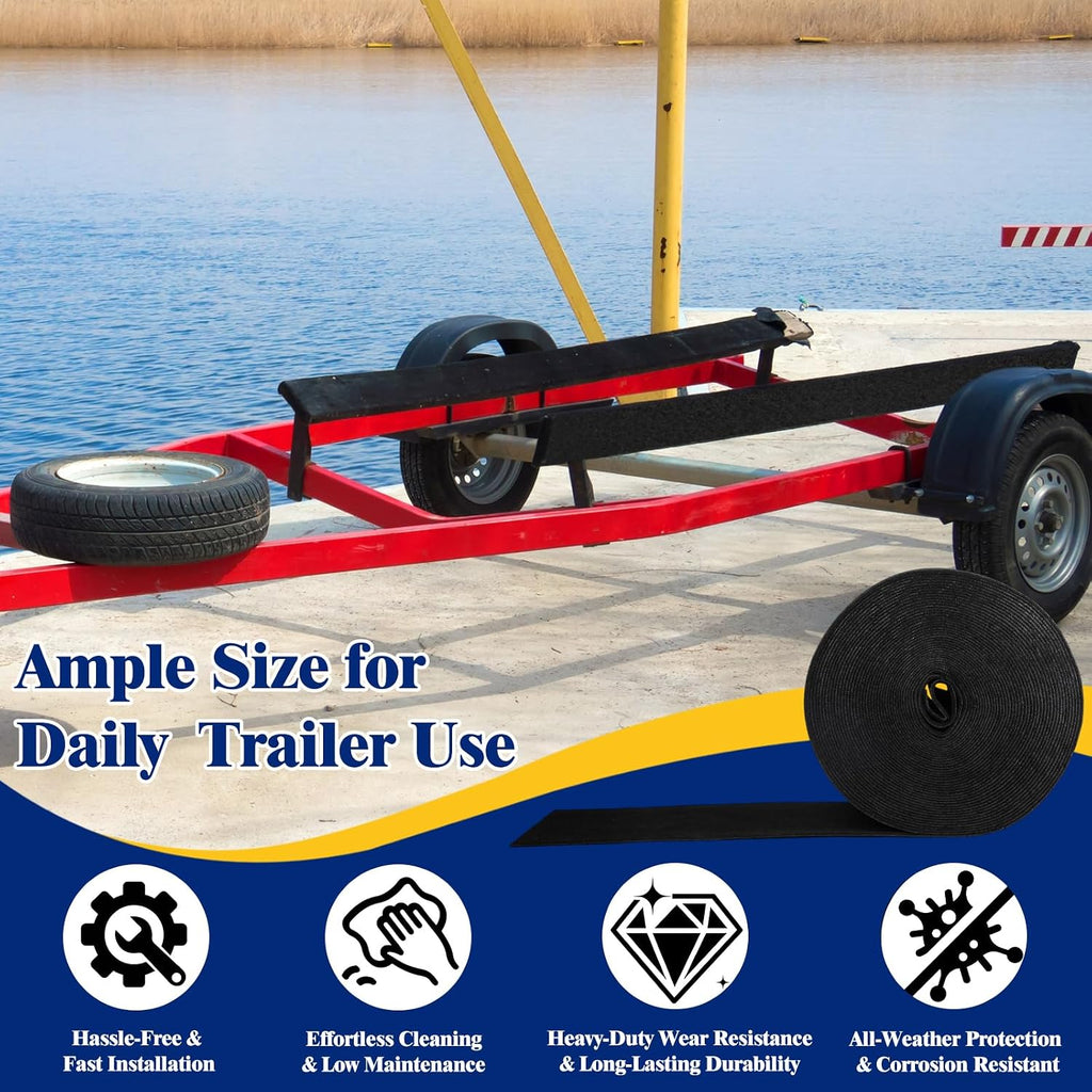 Boat Trailer Bunk Carpet 100ft x 12in Wide Roll Boat Bunk Carpet Thick Waterproof Trailer Parts Accessories Outdoor Marine Grade Jet Ski Pontoon Black Lift Runners Cover