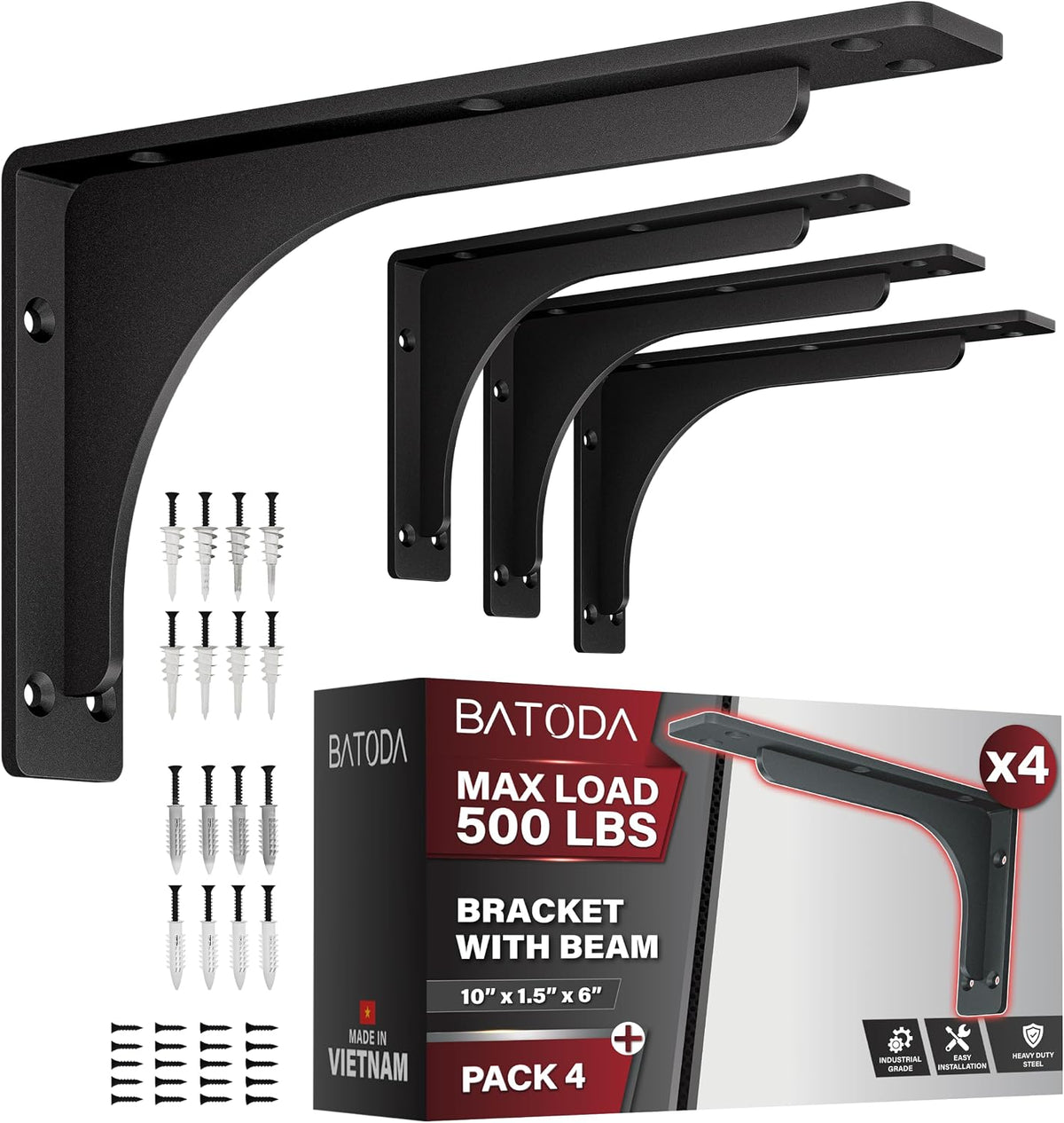 batoda 10" x 6" l bracket with beam, main product view