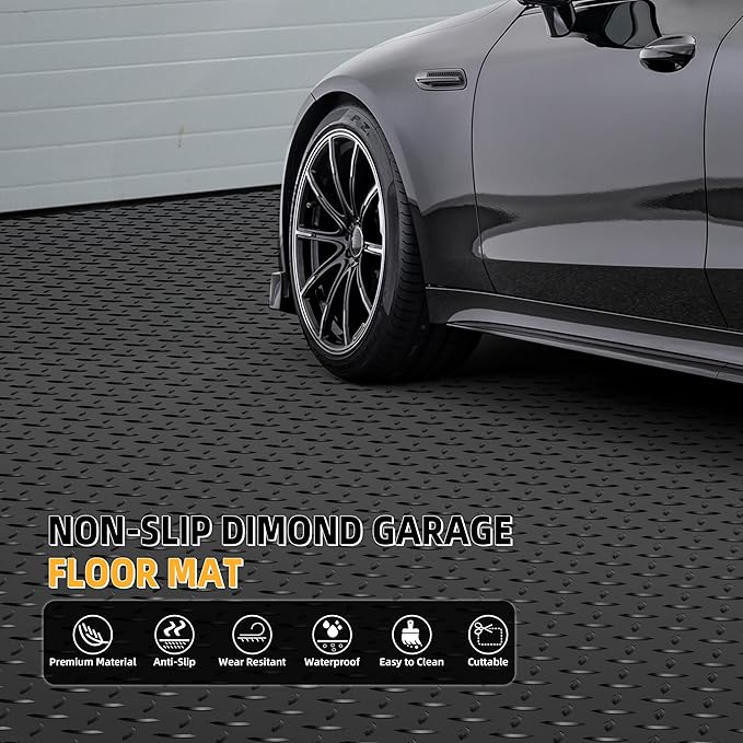 8.2 x 23 FT Garage Floor Mat, 2.8mm Thickened Diamond Plate PVC Garage Flooring - Image 2