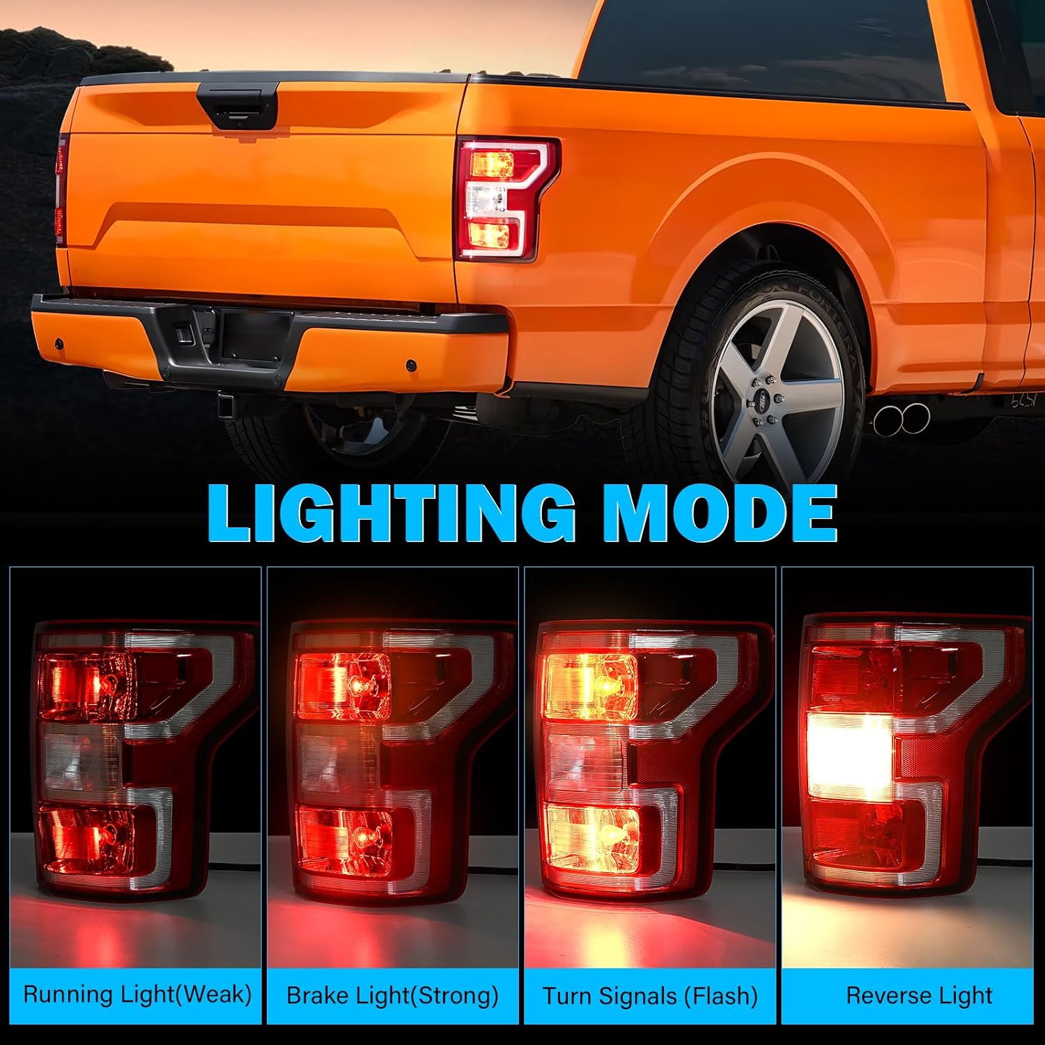 Tail Lights Assembly Compatible with 2018 2019 2020 Ford F-150 Right Passenger Side Rear Light Brake Lamp Taillight with Bulb and Harness Replace JL3Z13404H