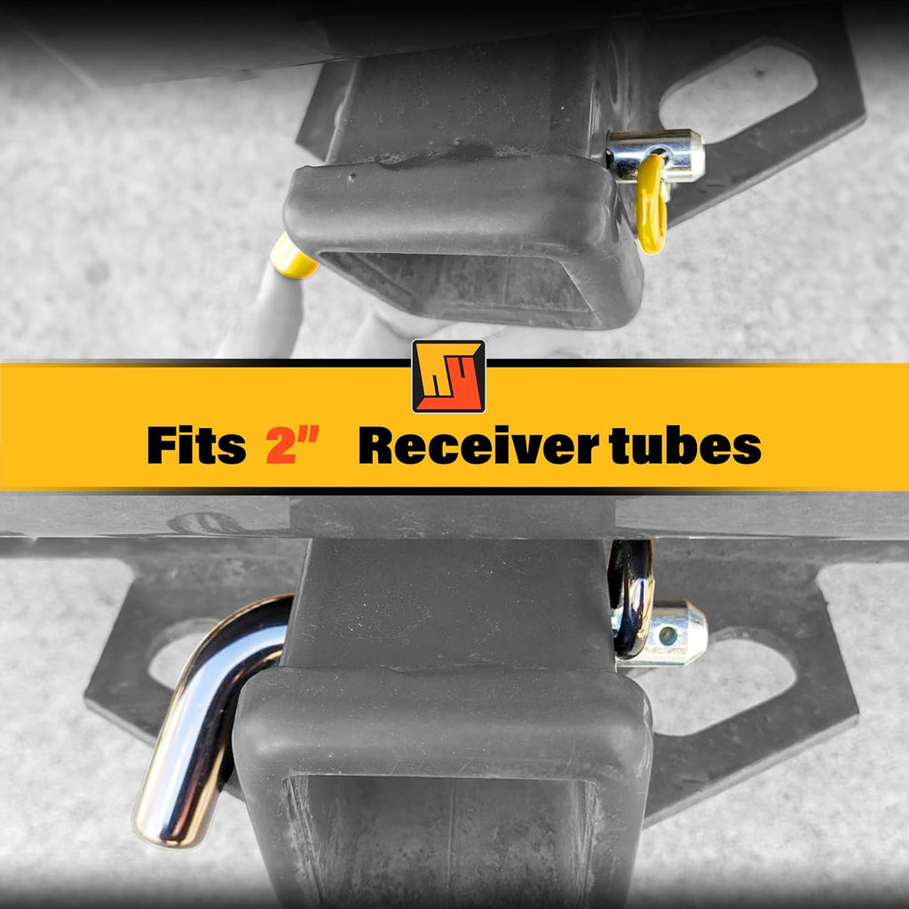 Wellmax 5/8" and 1/2" Diameter Dual Pinhole Trailer Hitch Pin Set - 3 PC 5/8" x 3-1/2" and 1 PC 1/2"x3" Shank, with Rubber-Coated Vinyl Grip and 8pcs R Clips, Zinc-Plated for 2" Receiver
