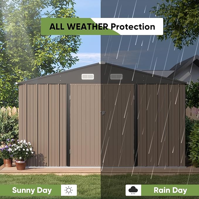 Patiowell 10 x 10 FT Outdoor Storage Shed, Metal Yard Shed - Image 4