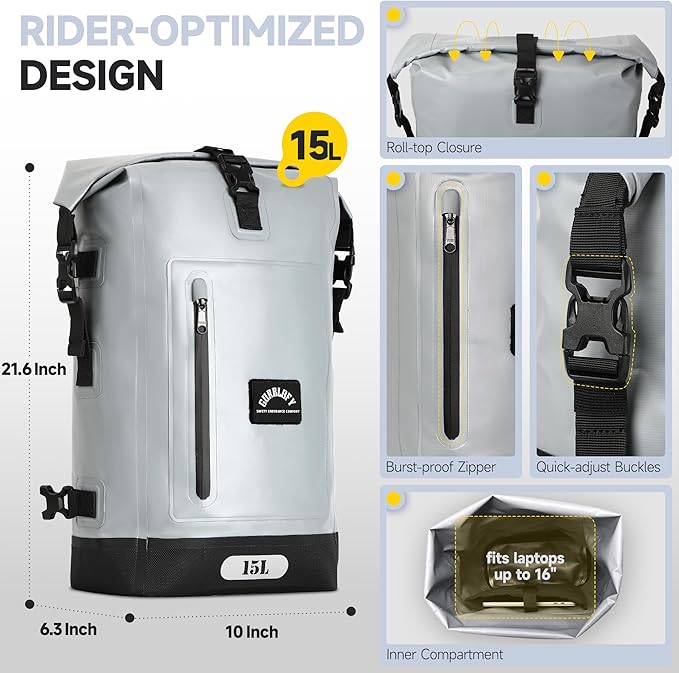 Motorcycle Tail Bag, 15L Waterproof Motorcycle Saddle Bag, 2 Size and 3 Color - Image 4