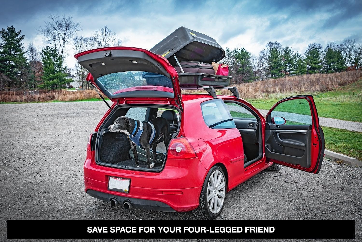 18 Cubic ft. Rooftop Cargo Carrier, Heavy-Duty Weatherproof Lockable Hard Shell Storage w/110 lb. Carrying Capacity