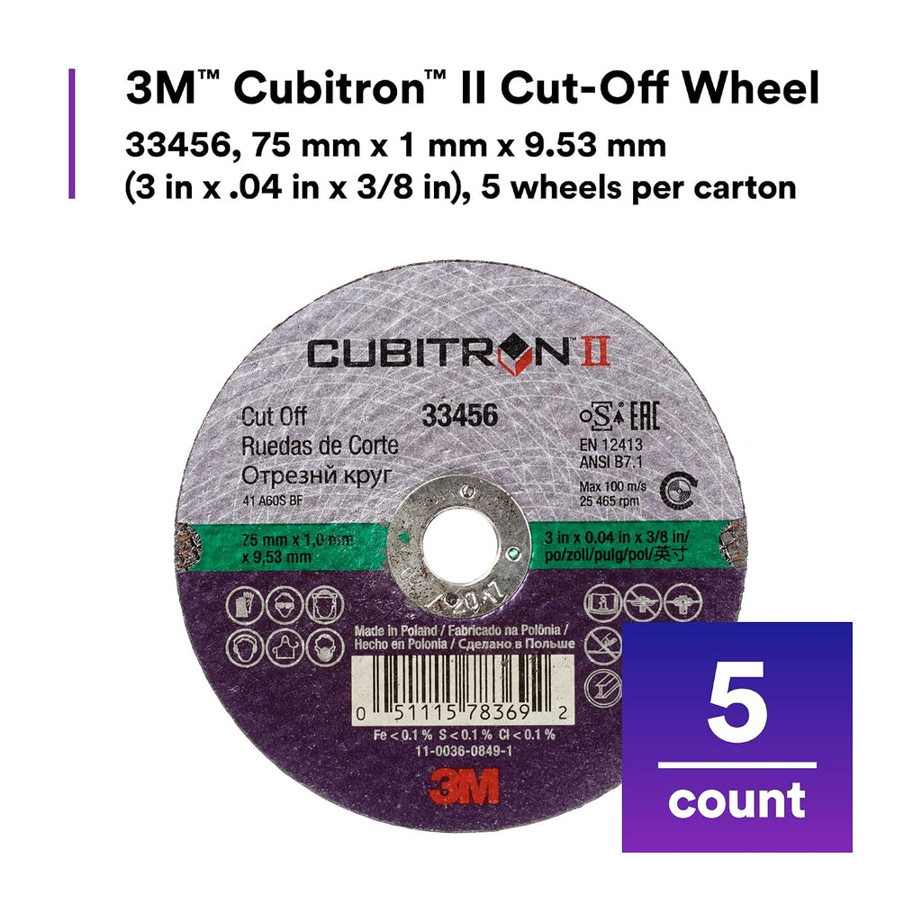 3m cubitron ii cut-off wheel 33456, high performance, close-up detail