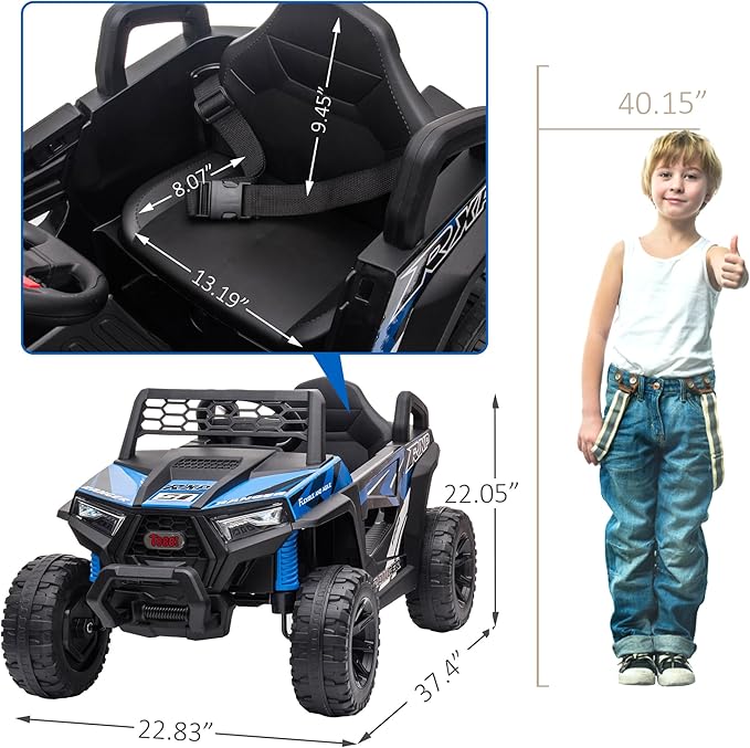 TOBBI 12V Kids Ride on Car, Electric Off-Road UTV Truck - Image 7