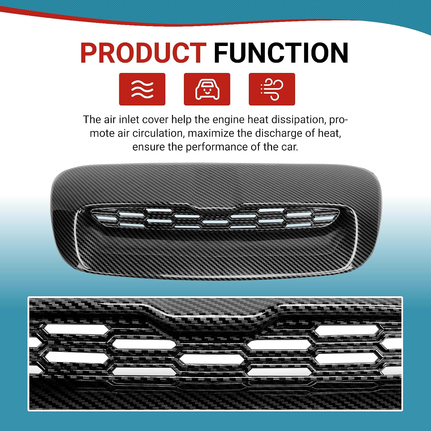 Kojem Hood Bonnet Air Intake Vent Scoop Cover Compatible with 2007-2013 Mini Cooper S R55 R56 R57 R58 R59 Black