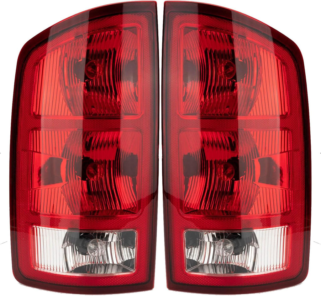 Tail Light Assembly Compatible with 2002-2006 Dodge Ram 1500 2003-2006 Dodge Ram 2500 3500 Pickup Driver and Passenger Side Taillights Rear Brake Lamps with Bulb Inside and Wiring Harness