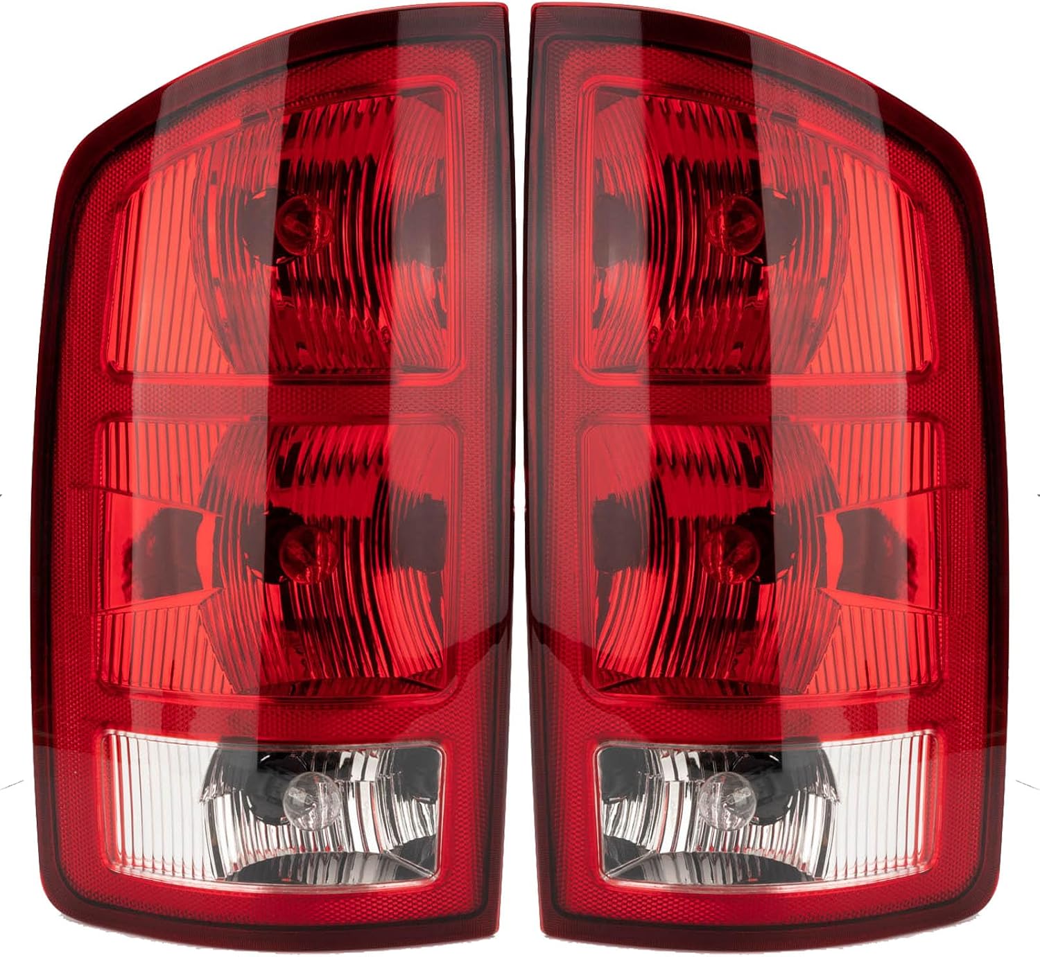 Tail Light Assembly Compatible with 2002-2006 Dodge Ram 1500 2003-2006 Dodge Ram 2500 3500 Pickup Driver and Passenger Side Taillights Rear Brake Lamps with Bulb Inside and Wiring Harness
