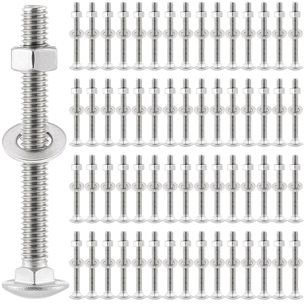 zonon 100 sets 5/16-18 x 2-1/2" carriage bolts, main product view