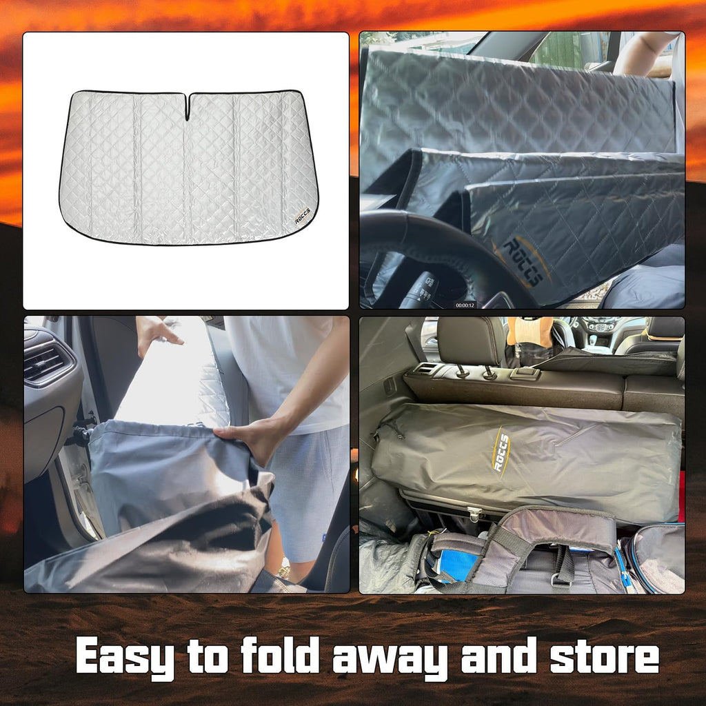 ROCCS Thickest Windshield Sun Shade fit for 2014-2026 Dodge RAM ProMaster Full Size Cargo Van, Diamond Foldable ProMaster Sunshade Front Window Sun Visor Protector Blocks UV Rays Keep Your Car Cooler